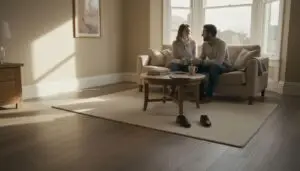 Couple in Glasgow home with oak flooring